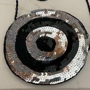 Sequin Crossbody Bag - Black and Silver